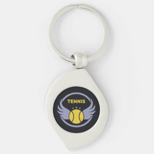Custom Text Tennis Ball with Wings Keychain
