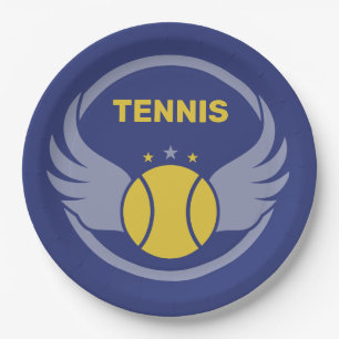 Custom Text Tennis Ball with Wings Paper Plates