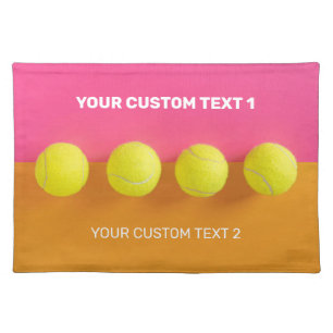 Custom Text Tennis Balls Cloth Placemat