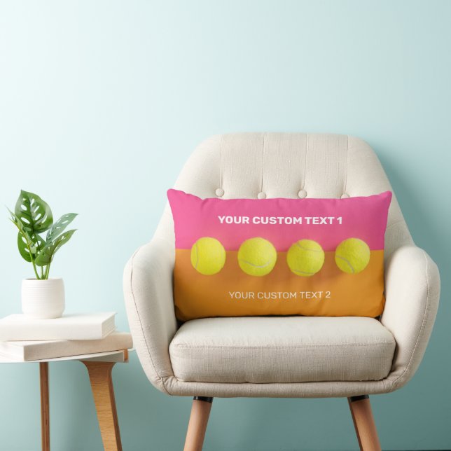 Custom Text Tennis Balls Lumbar Pillow (Chair)