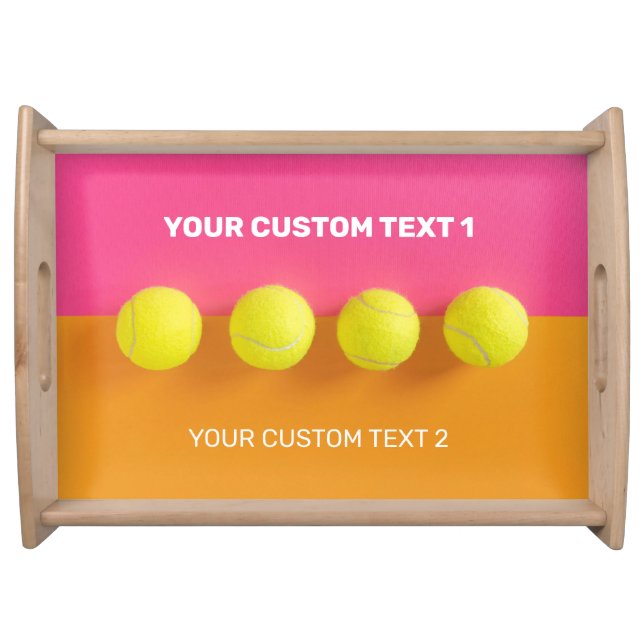 Custom Text Tennis Balls Serving Tray (Front)