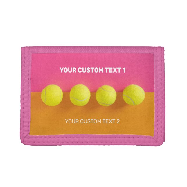 Custom Text Tennis Balls Trifold Wallet (Front)