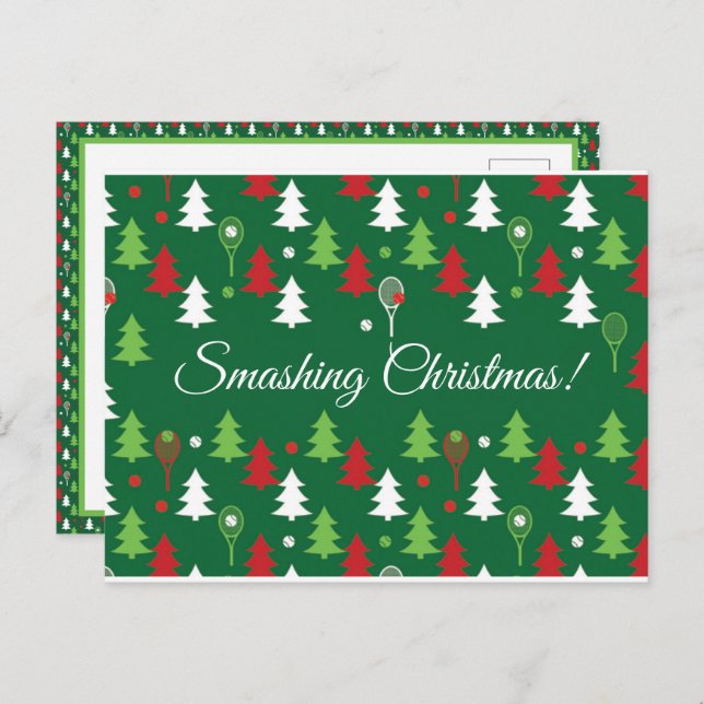 Custom text 💚💔🤍 tennis Christmas Postcard (Front/Back)