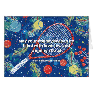 🎾🎄Custom text, Tennis Hit a Christmas Winner! Cards