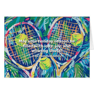🎾🎄Custom text, Tennis Holiday Tennis Cheer Cards
