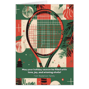 🎾🎄Custom text, Tennis Holiday Tennis Cheer Cards