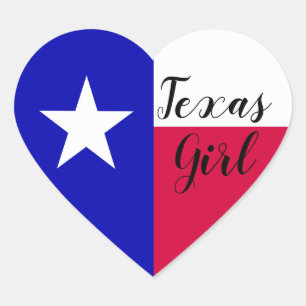 Custom Text Texas Girl Red White & Blue Flag Heart Sticker