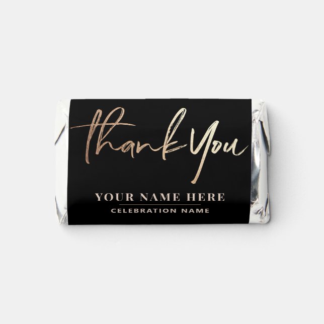 Custom Text Thank You Luxury Black and Gold Hershey's Miniatures (Front)