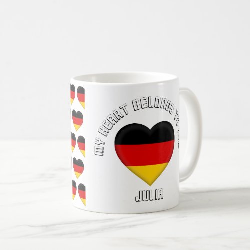Custom Text The German Flag Hearts Pattern Coffee Mug