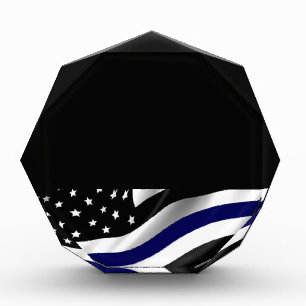 Custom Text Thin Blue Line Flag Acrylic Award