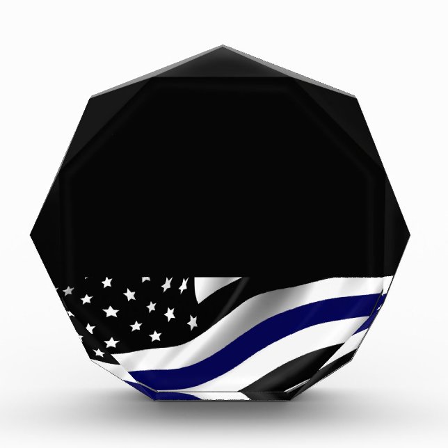 Custom Text Thin Blue Line Flag Acrylic Award (Front)