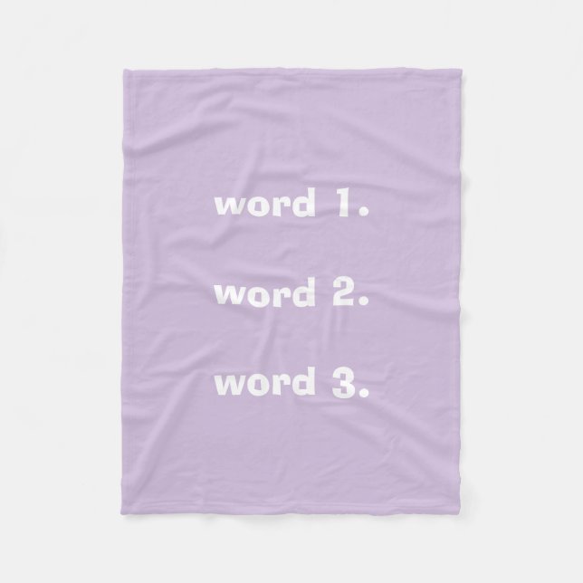 Custom text three words lilac white fleece blanket (Front)