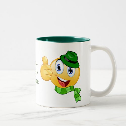 Custom Text Thumbs up Emoji with Hat and Scarf Two Two_Tone Coffee Mug
