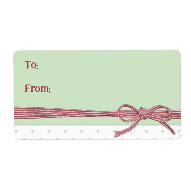 Custom Text Tied with a Bow Label (Front)