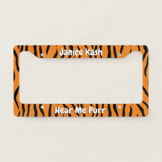 Custom Text Tiger Pattern License Plate Frame