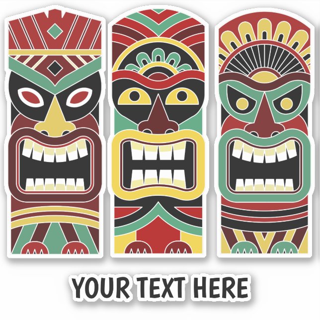 Custom text Tiki Totems stickers (Front)