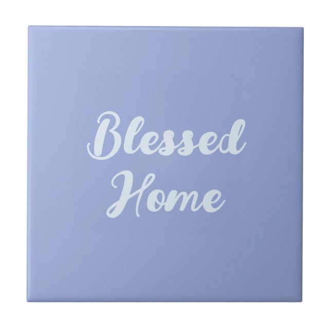 Custom text to Mediterranean blue frame and lemons Ceramic Tile (Front)