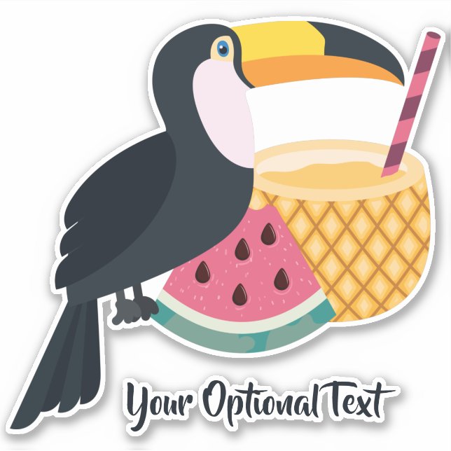 Custom text Toucan Illustration Sticker (Front)