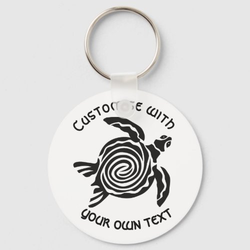 Custom Text Tribal Turtle Design  Keychain