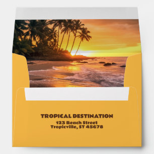 Custom Text Tropical Beach Sunset Envelope