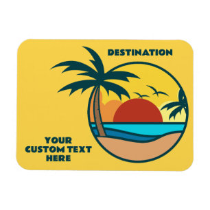 Custom Text Tropical Beach Sunset Magnet