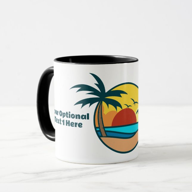 Custom Text Tropical Beach Sunset Mug (Front Left)