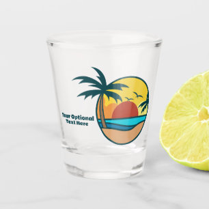 Custom Text Tropical Beach Sunset Shot Glass