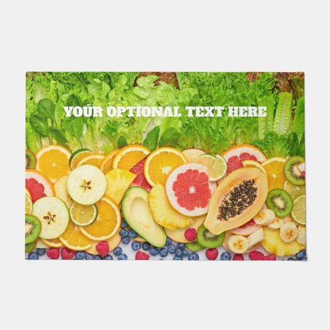Custom Text Tropical Fruits Doormat (Front)