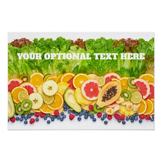 Custom Text Tropical Fruits Poster (Front)