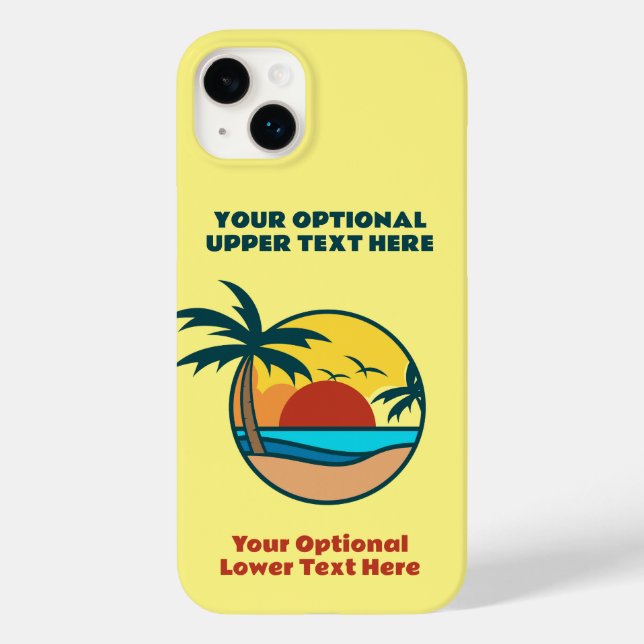 Custom Text Tropical Island Sunset Case-Mate iPhone Case (Back)