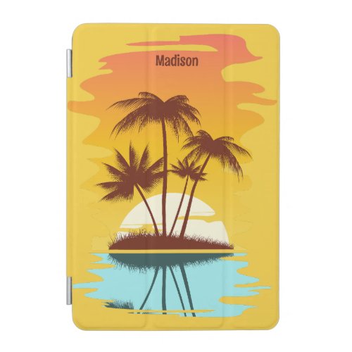Custom Text Tropical Island Sunset iPad Mini Cover