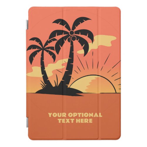 Custom Text Tropical Island Sunset iPad Pro Cover