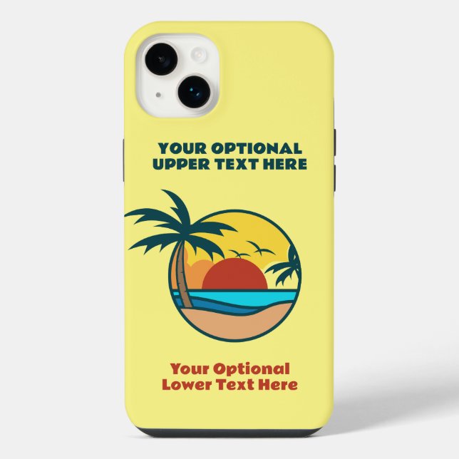 Custom Text Tropical Island Sunset Iphone Case (Back)