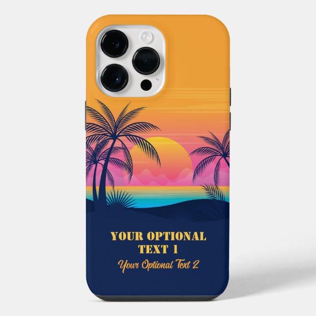 Custom Text Tropical Island Sunset Iphone Case (Back)