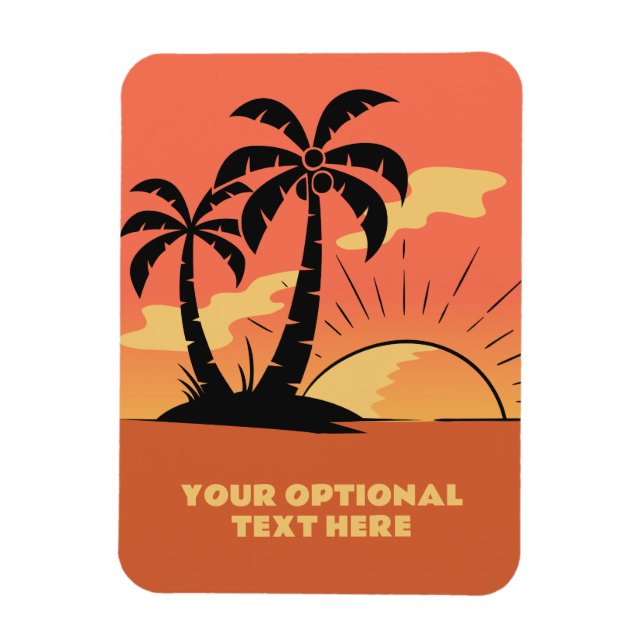 Custom Text Tropical Island Sunset Magnet (Vertical)