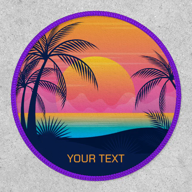 Custom Text Tropical Island Sunset Patch | Zazzle