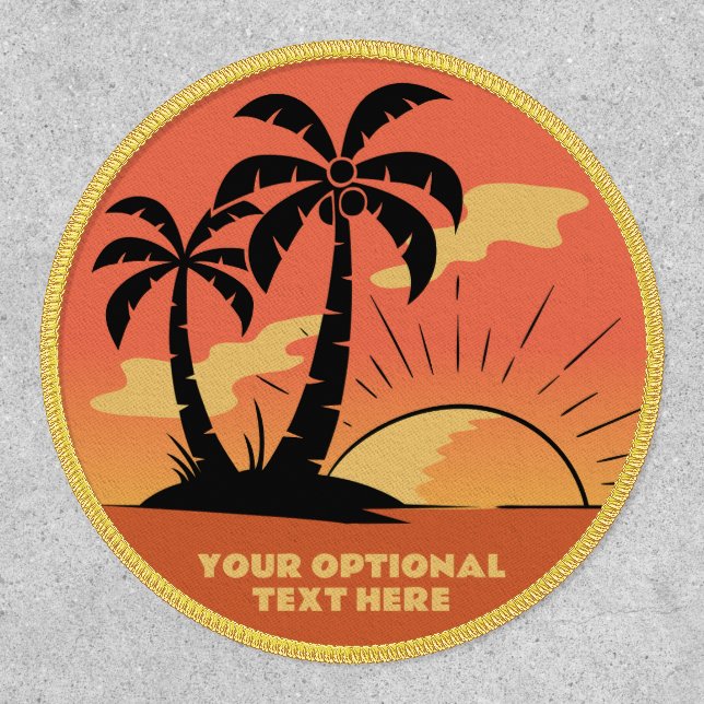 Custom Text Tropical Island Sunset Patch (Front)