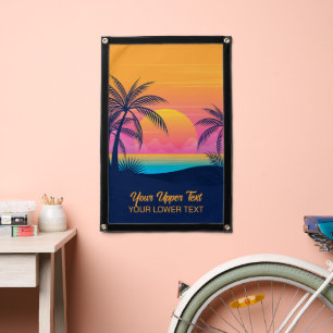 Custom Text Tropical Island Sunset Pennant