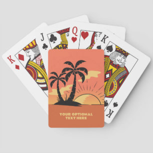 Custom Text Tropical Island Sunset Poker Cards