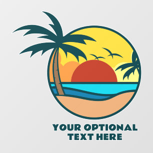 Custom Text Tropical Island Sunset Wall Decal