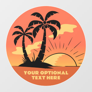 Custom Text Tropical Island Sunset Wall Decal