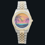 Custom Text Tropical Island Sunset Watch<br><div class="desc">Change the text field to what you want. Using the editing too,  you can change and resize the font if you wish. See my store for more tropical destinations items.</div>