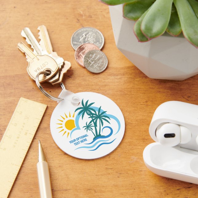 Custom Text Tropical Islands Keychain (Desk)