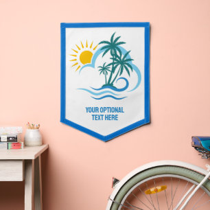 Custom Text Tropical Islands Pennant