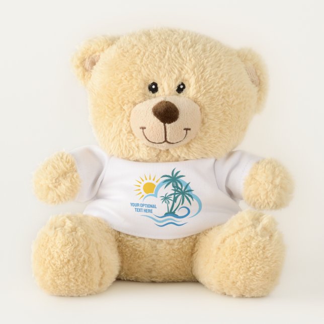 Custom Text Tropical Islands Teddy Bear (Front)