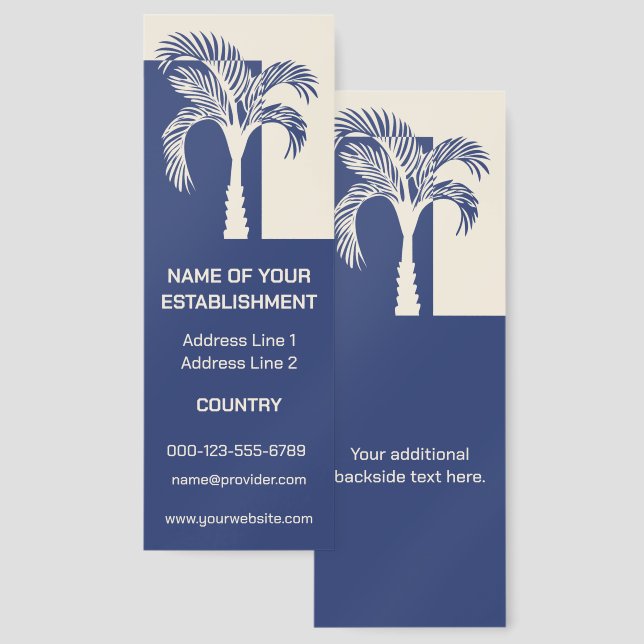 Custom Text Tropical Palm Tree Bookmarks (Front & Back)