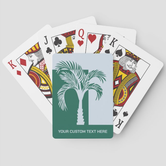 Custom Text Tropical Palm Tree Poker Cards (Back)