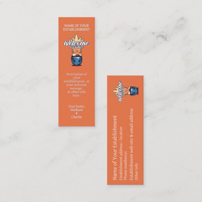 Custom Text Tropical Pineapple Welcome Calling Card (Front/Back)