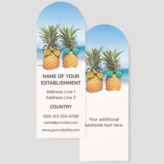Custom Text Tropical Pineapples Bookmarks (Front & Back)