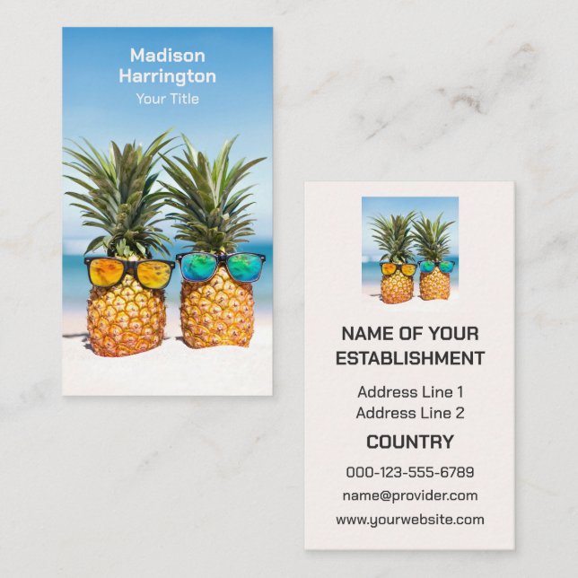 Custom Text Tropical Pineapples Business Card (Front/Back)
